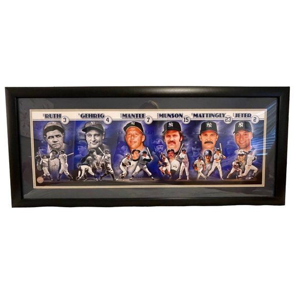 New York NY Yankees MLB Hitter Legends Panoramic Framed Print Sports Memorbillia - Picture 1 of 16